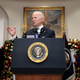 WASHINGTON, DC - NOVEMBER 29: U.S. President Joe Biden delivers remarks on the Omicron COVID-19 variant following a meeting with his COVID-19 response team, including U.S. Vice President Kamala Harris (L) and Anthony Fauci (R), Director of the National Institute of Allergy and Infectious Diseases and Chief Medical Advisor to the President, at the White House on November 29, 2021, in Washington, DC.